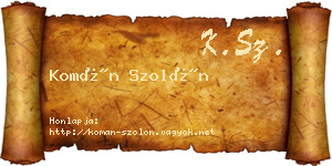 Komán Szolón névjegykártya